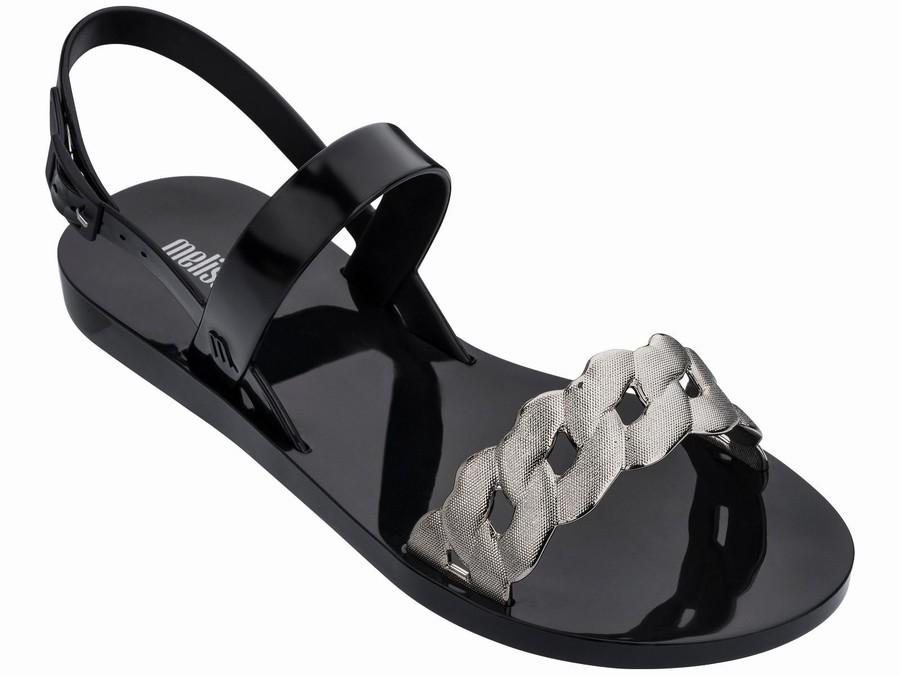 Sandalias Melissa Lip Links Gun Mujer - Negras - Argentina HYQ-019486